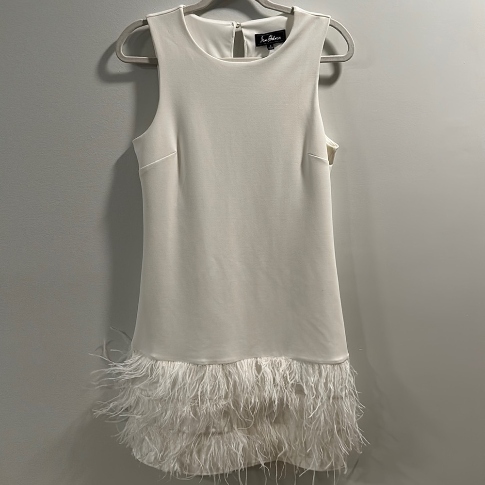 Sam Edelman Feather Hem Shift Dress - White!